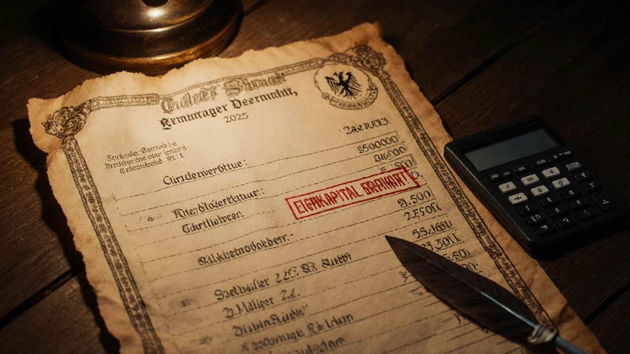 Alter Finanzdokument mit handschriftlichen Berechnungen für Immobilienkosten.