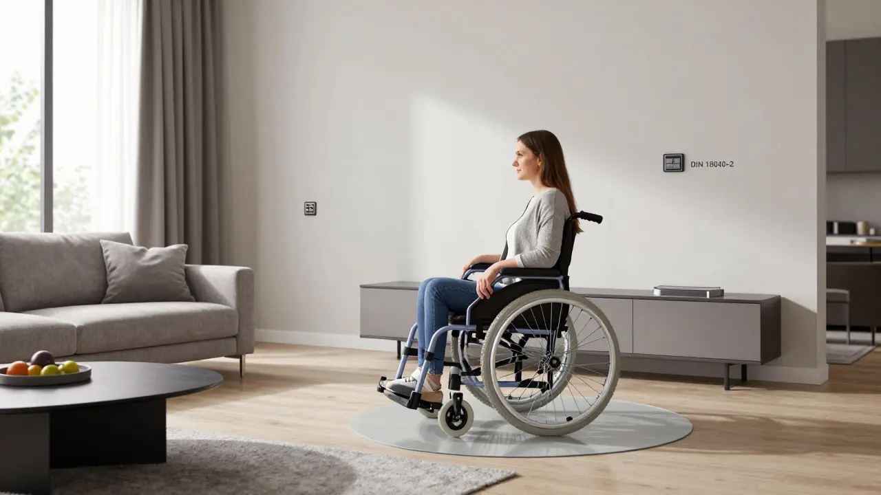 Barrierefreies Wohnzimmer planen: Höhen, Abstände und Bewegungsflächen nach DIN 18040-2