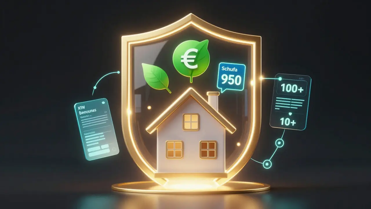 Haus mit finanzieller Schutzkuppel aus KfW-Förderung, Bonität und kurzer Laufzeit