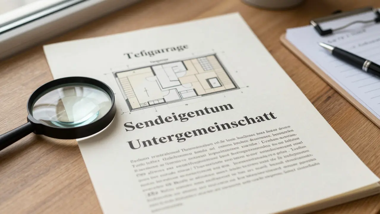 Teilungserklärung mit hervorgehobenen Begriffen zu Sondereigentum und Untergemeinschaft.