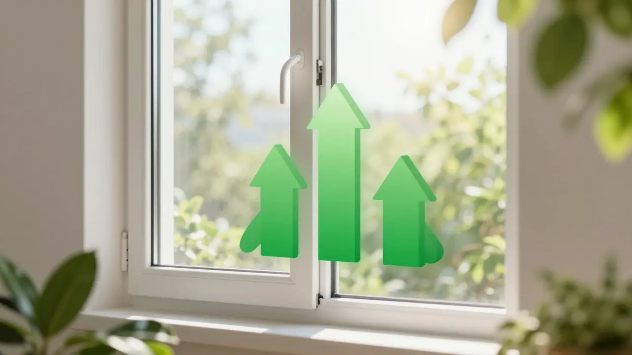 Fensteraustausch mit Sonnenlicht, energieeffiziente Sanierung am Haus.