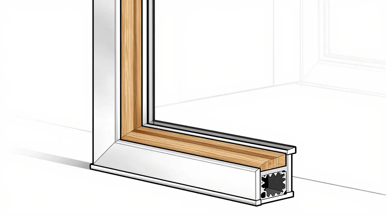 Holz-Aluminium-Fenster in minimalistischer Linienkunst.