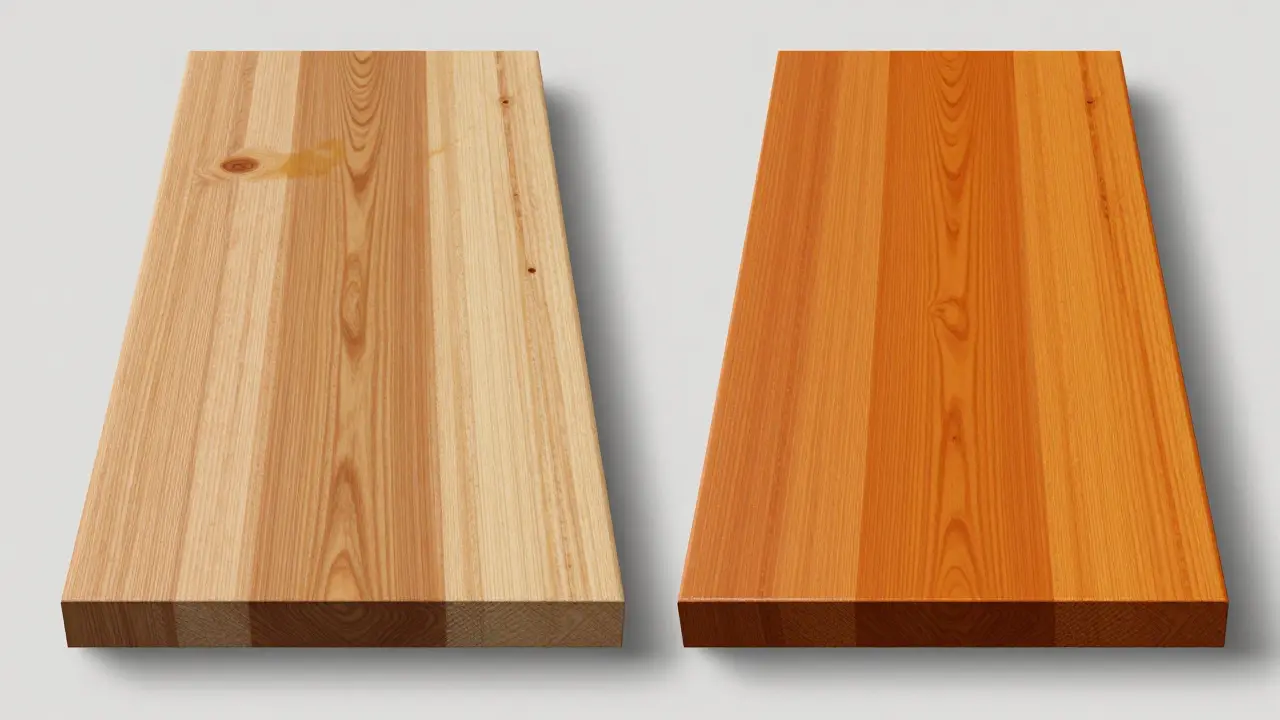 Vergleich von transparenter Lasur und deckendem Anstrich auf Holz