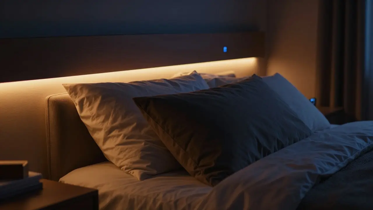 Warmes, indirektes Licht im Schlafzimmer zur Förderung des Schlafens