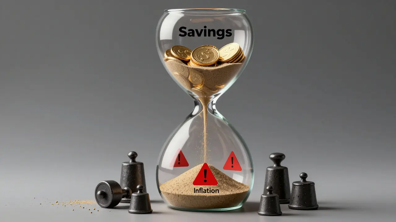 Abstrakte Darstellung von Gebühren und Inflationsverlusten im Bausparvertrag