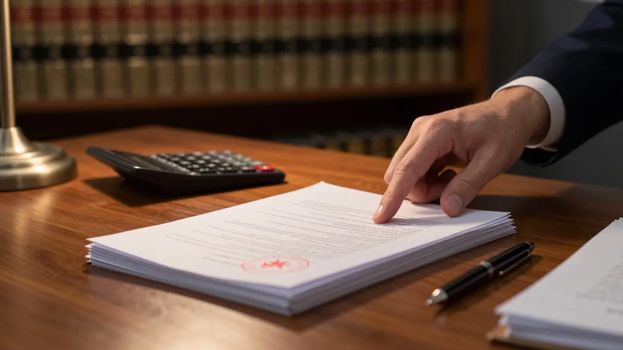 Anwaltliche Beratung mit Dokumenten und Stempeln auf dem Tisch