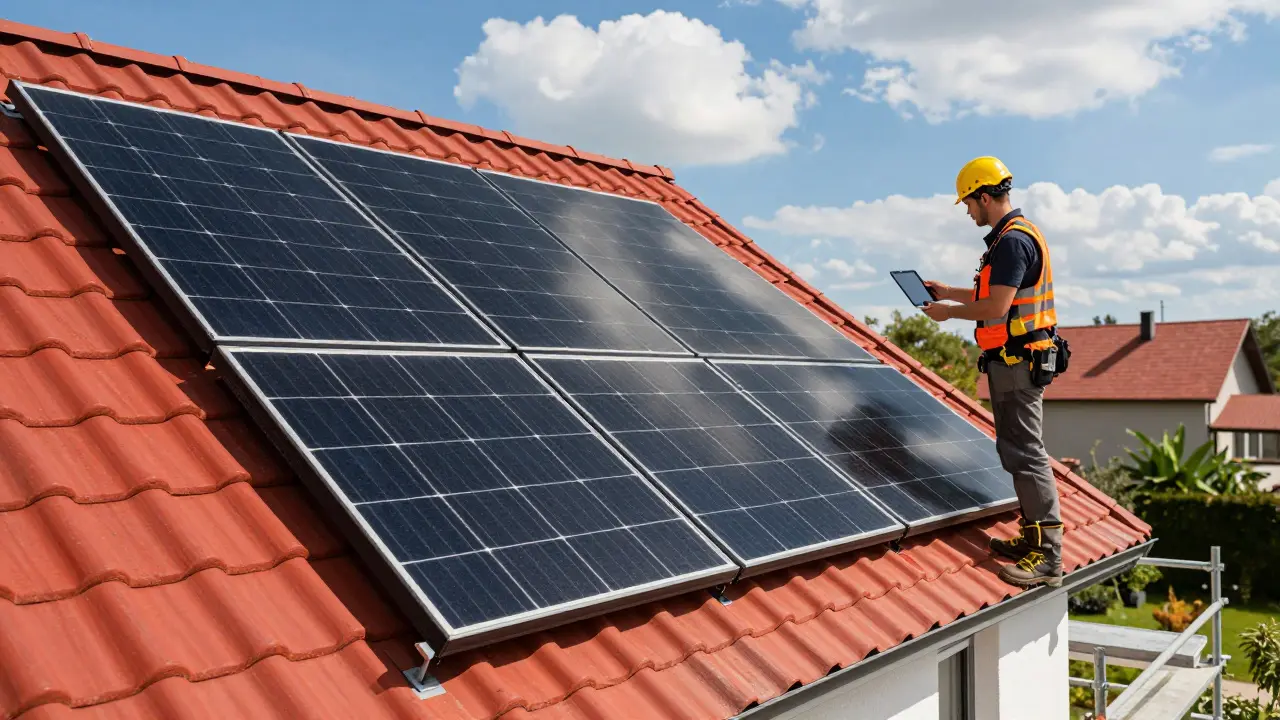 Neues Dach mit Photovoltaik-Anlage und Ziegeln