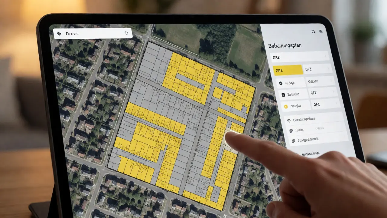 Digitale Karte zeigt Zonen eines Bebauungsplans