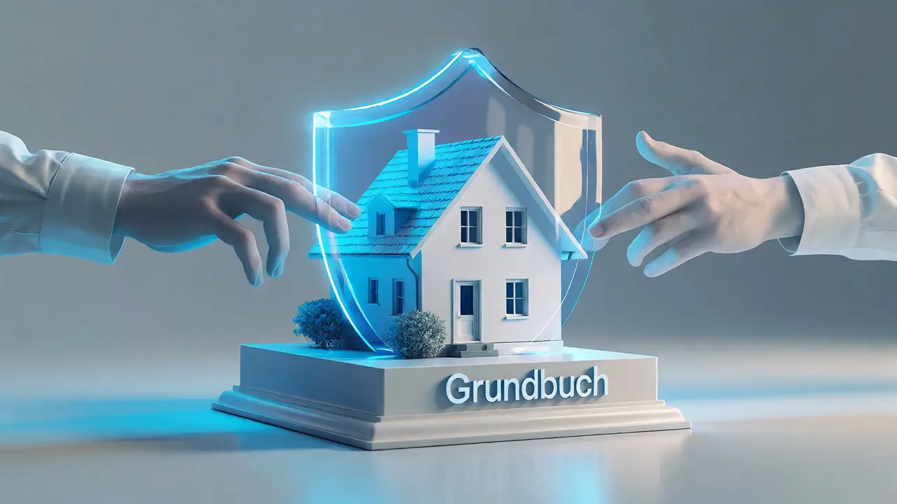 Konzeptdarstellung einer schützenden Vormerkung über einem Haus