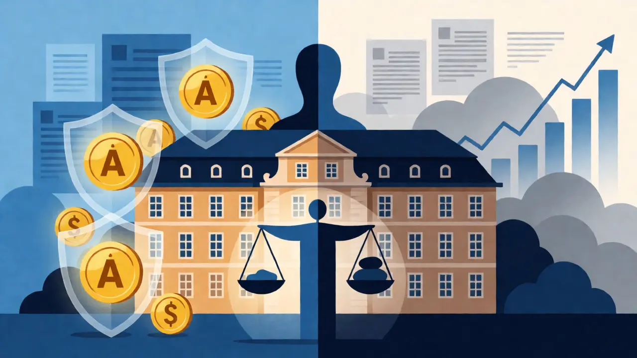 Konzeptuelle Darstellung des finanziellen Abwägens zwischen Denkmalschutz und Freiheit