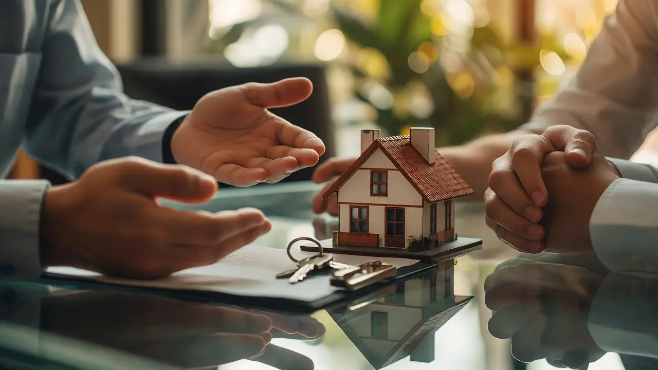 Nahaufnahme der Hände bei einer empathischen Immobilien-Preisverhandlung.
