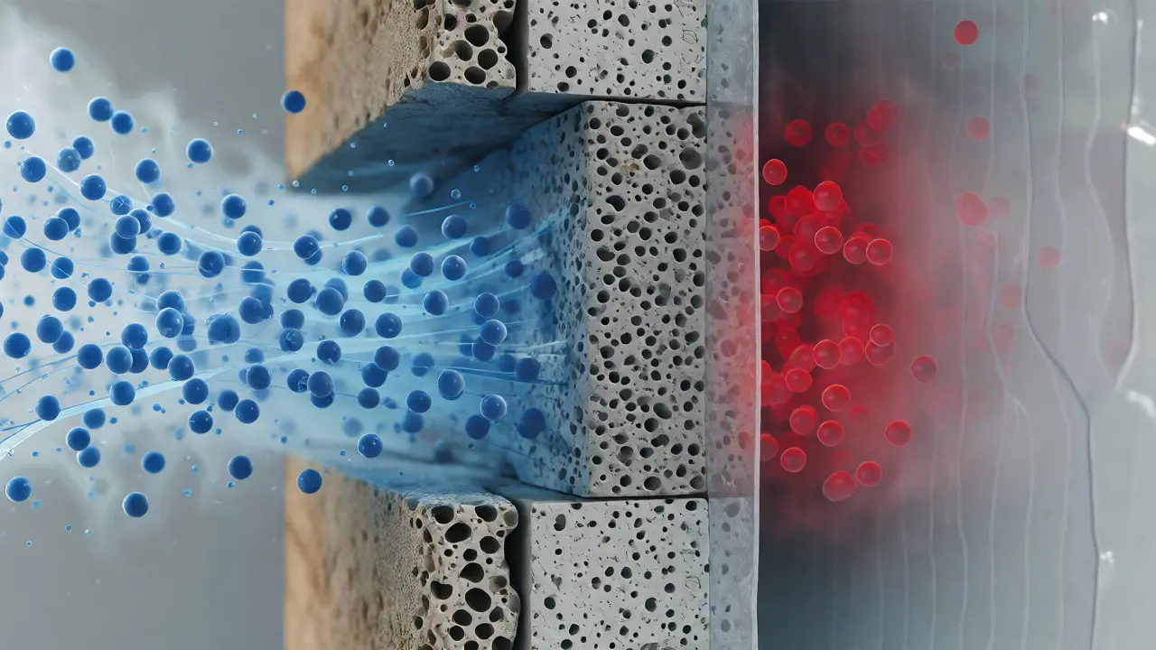 Schematische Darstellung der Wasserdampfdurchlässigkeit bei verschiedenen Putzen